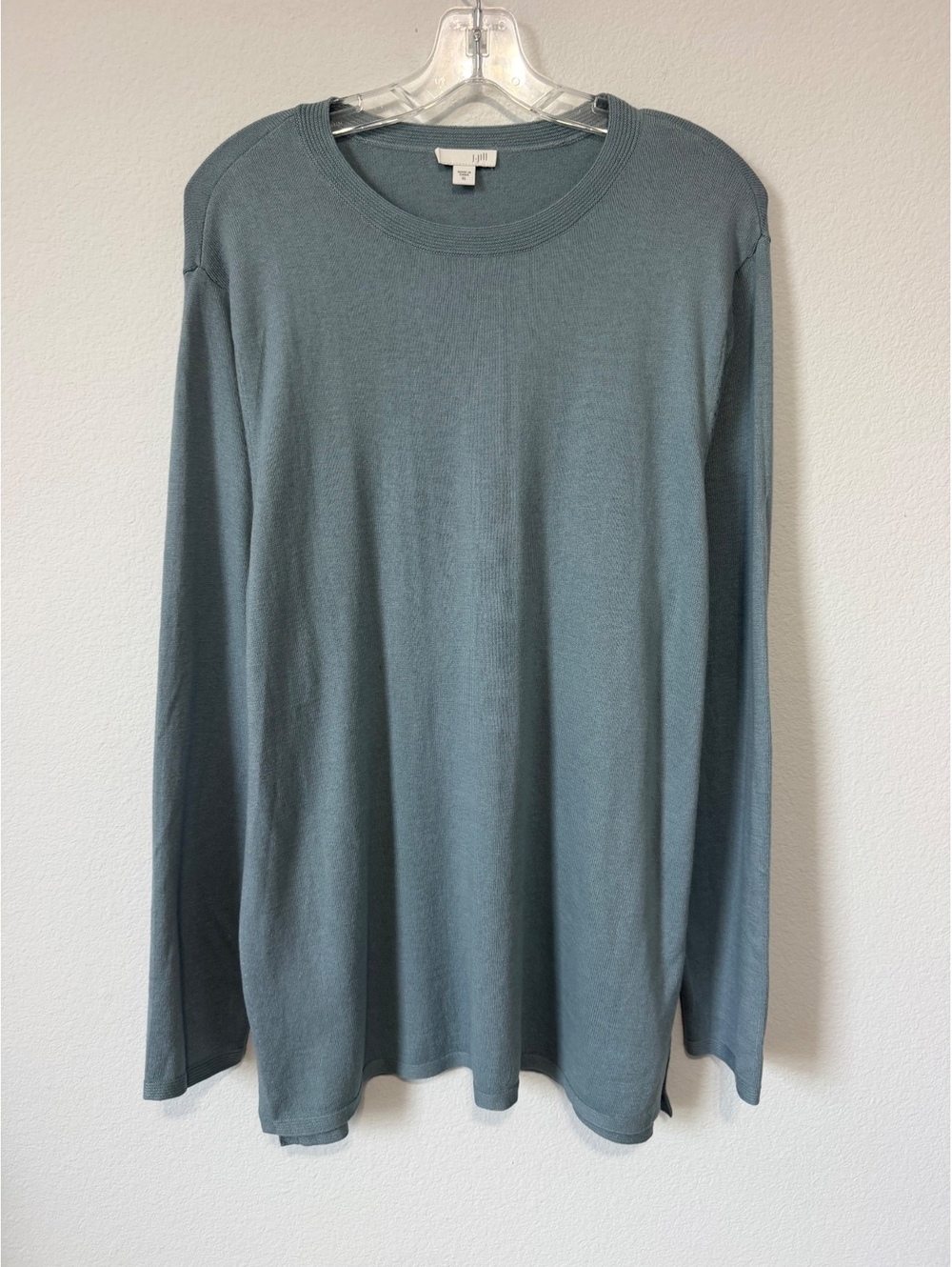 J.Jill Long Sleeve Scoop Neck Cotton Blend Dusty Blue Minimalist Sweater Size XL